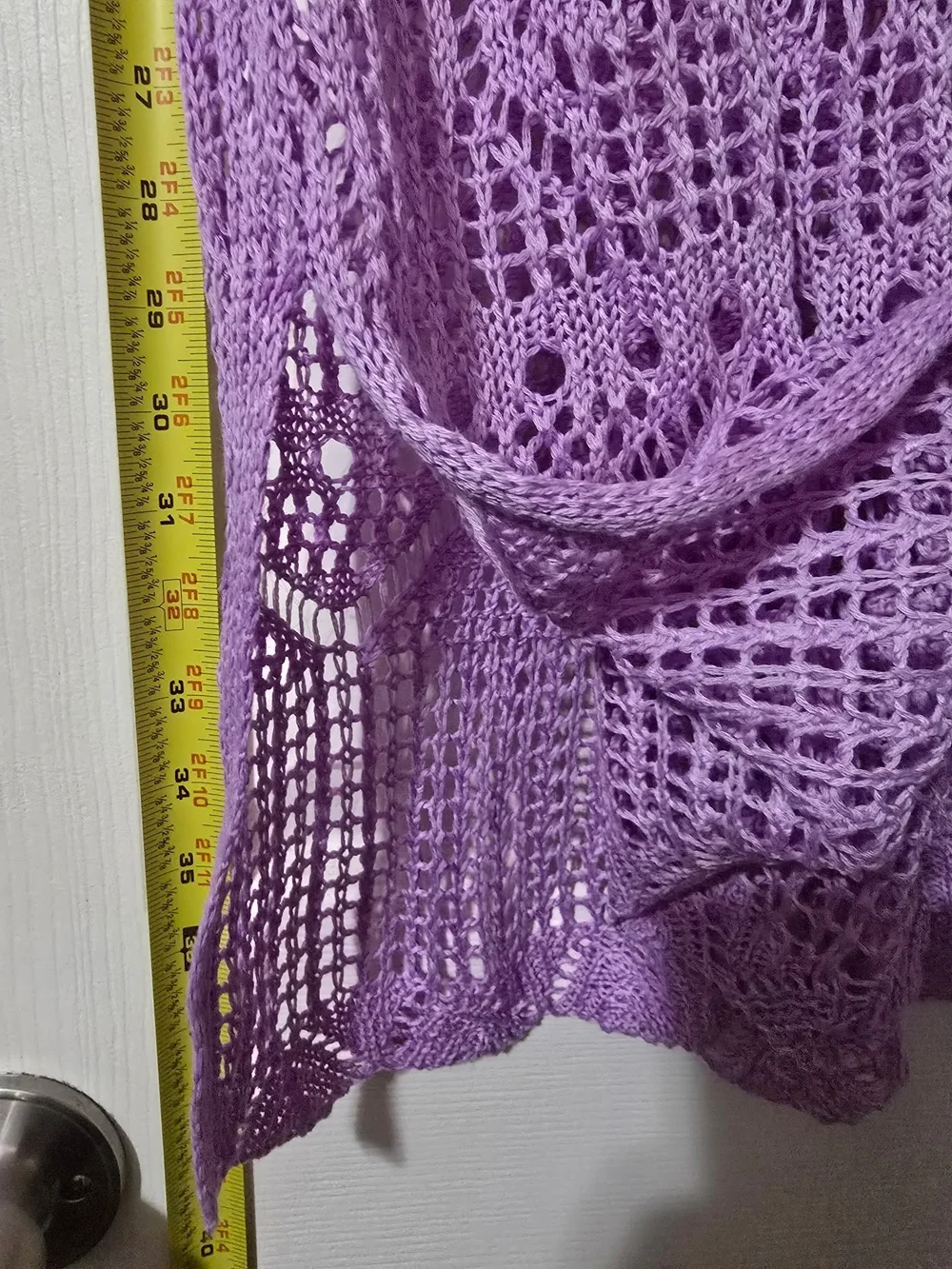 Crochet Swim CoverUp Dress One Size S/M Purple High Slit Beach Fairy Resortwear
